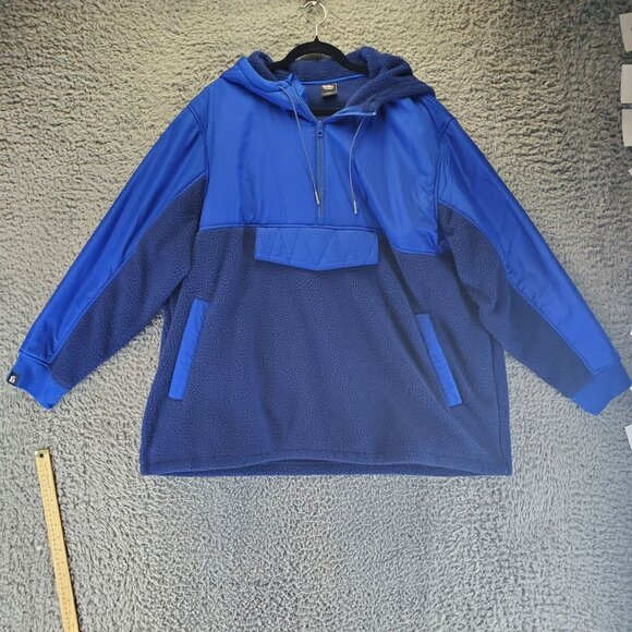 Bonobos Jacket Mens 3XL Blue Fielder Hooded Fleece Quarter-Zip Pullover - Picture 1 of 9